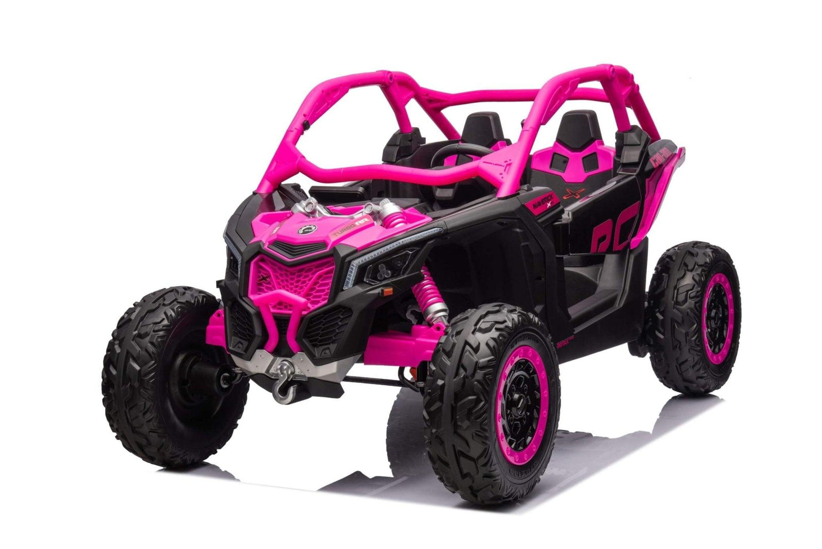 Pink Licensed LX Performance Edition 2x24V Can-Am Maverick 4WD Double 24V Battery Pack, 2-Seater Kids' Buggy W/ Music, EVA Rubber Wheels, Leather Seats & RC.
