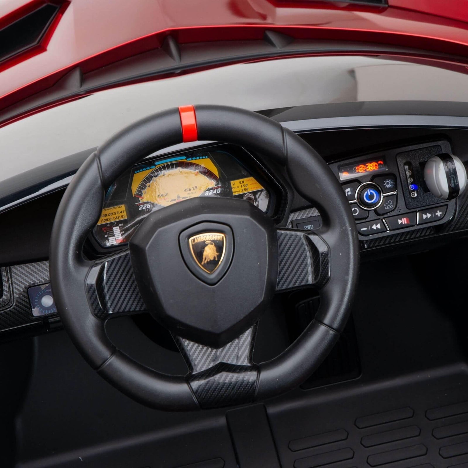 12V Red Lamborghini Veneno 4X4 Limited Edition Ride-on Car W/ EVA Rubber Wheels, Bluetooth & RC.