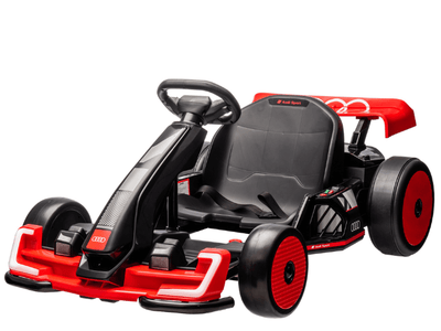24V Red Newest Upgraded Audi Drifting Go Kart W/ 180° Drift, Bluetooth Music & Lights.