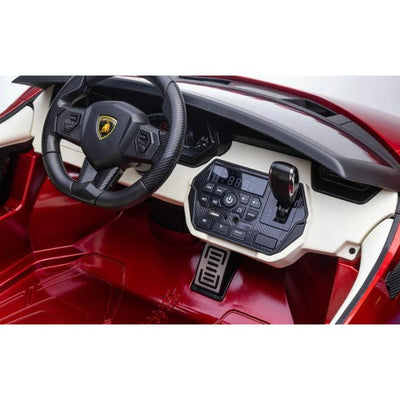 24V Luxurious Rosso Leto Lamborghini Sian 2-Seater 4x4 Ride-On Car W/ EVA Rubber Wheels, BT & RC.