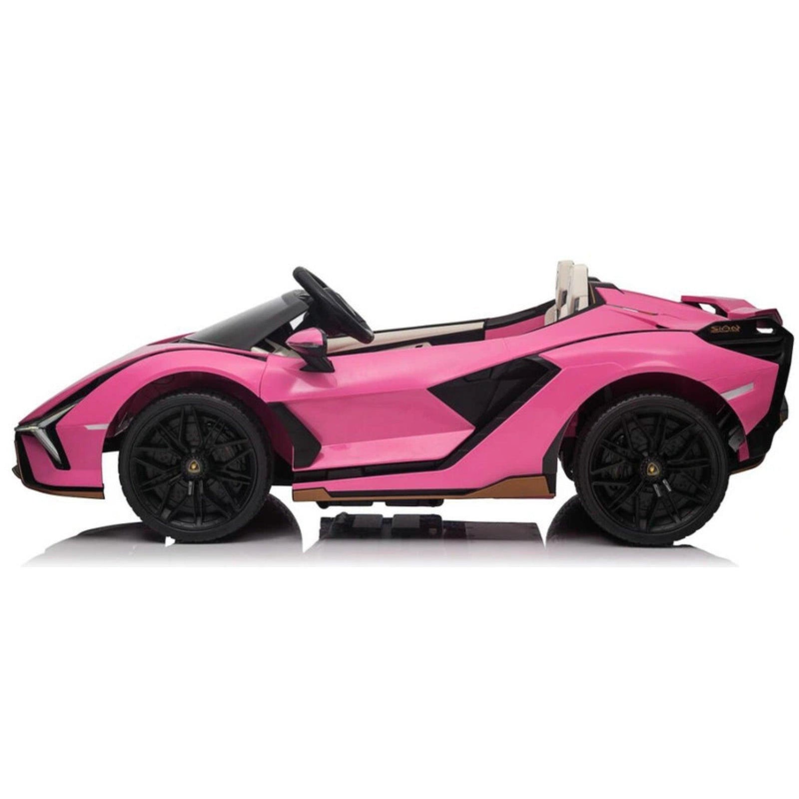 24V Luxurious Pink Lamborghini Sian 2-Seater 4x4 Ride-On Car W/ EVA Rubber Wheels, BT & RC.