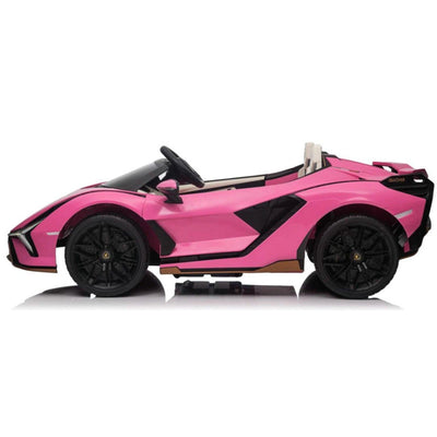 24V Luxurious Pink Lamborghini Sian 2-Seater 4x4 Ride-On Car W/ EVA Rubber Wheels, BT & RC.