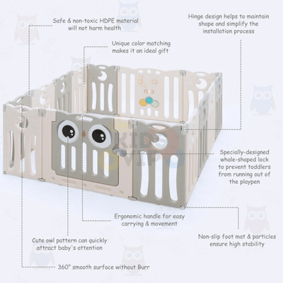 Pink 16 Panels Indoor/Outdoor Foldable Playpen, Fence, Interactive Safety Play Yard  for Toddlers and Infants.