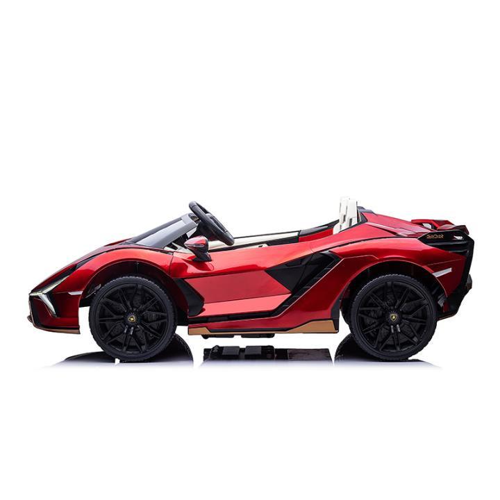 24V Luxurious Rosso Leto Lamborghini Sian 2-Seater 4x4 Ride-On Car W/ EVA Rubber Wheels, BT & RC.
