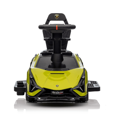 Green Complete Edition Lamborghini Sian 3-in-1 Push Car / Stroller W/ Detachable Handle, Safety Guards, Lights & Music.