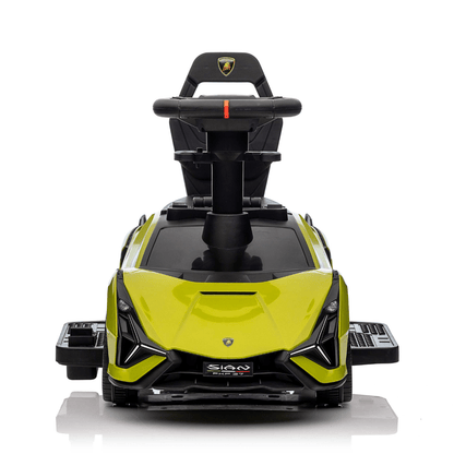 Green Complete Edition Lamborghini Sian 3-in-1 Push Car / Stroller W/ Detachable Handle, Safety Guards, Lights & Music.
