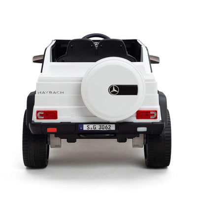 12V White Luxury Mercedes Maybach G650s Kids' 4x4 Ride-on SUV W/ Rubber Wheels, Music & RC.