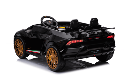 Black 24V Lamborghini Huracan 4x4/AWD 2-Seater Licensed Ride-On Car W/ EVA Rubber Wheels, Music, RC.