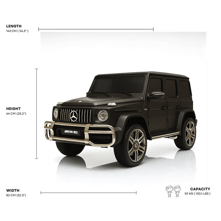 24V Exclusive Matte Black Mercedes Benz G63 2-Seater 4x4 Kids' Ride-on SUV W/ EVA Wheels, Leather Seats, Light-up Logo, BT & RC.