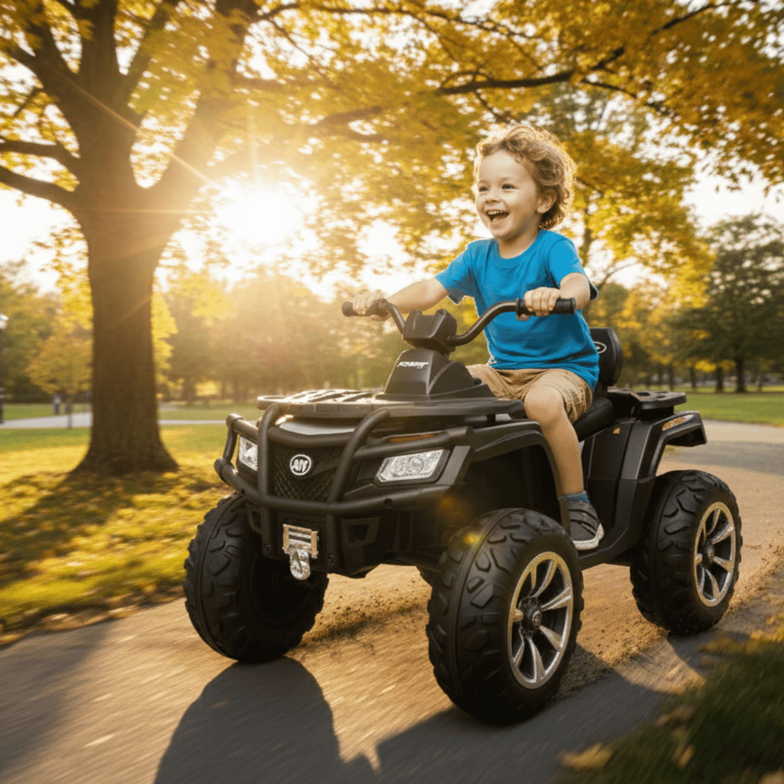 24V White Upgraded Titan Edition 4x4 Ride-On Quad ATV W/ EVA Rubber Wheels, Bluetooth Music & Lights.