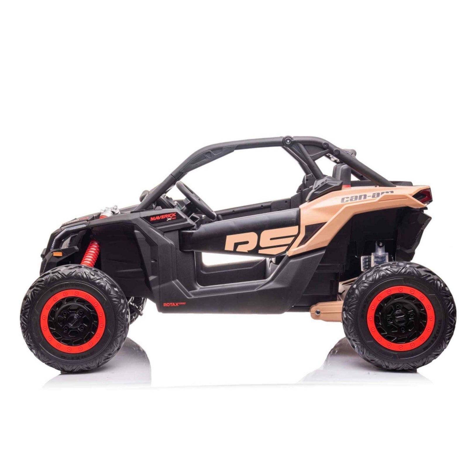 Black Licensed LX Performance Edition 2X24V Can-Am Maverick Pro 2-Seater Upgraded Edition 4WD UTV W/ Air-Filled Rubber Tires, Dual Battery Pack, Music, Leather Seats & RC