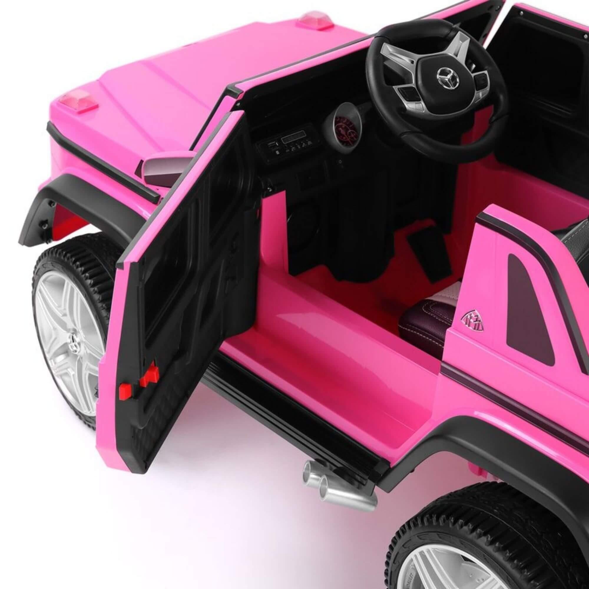 12V Pink Luxury Mercedes Maybach G650s Kids' 4x4 Ride-on SUV W/ Rubber Wheels, Music & RC.