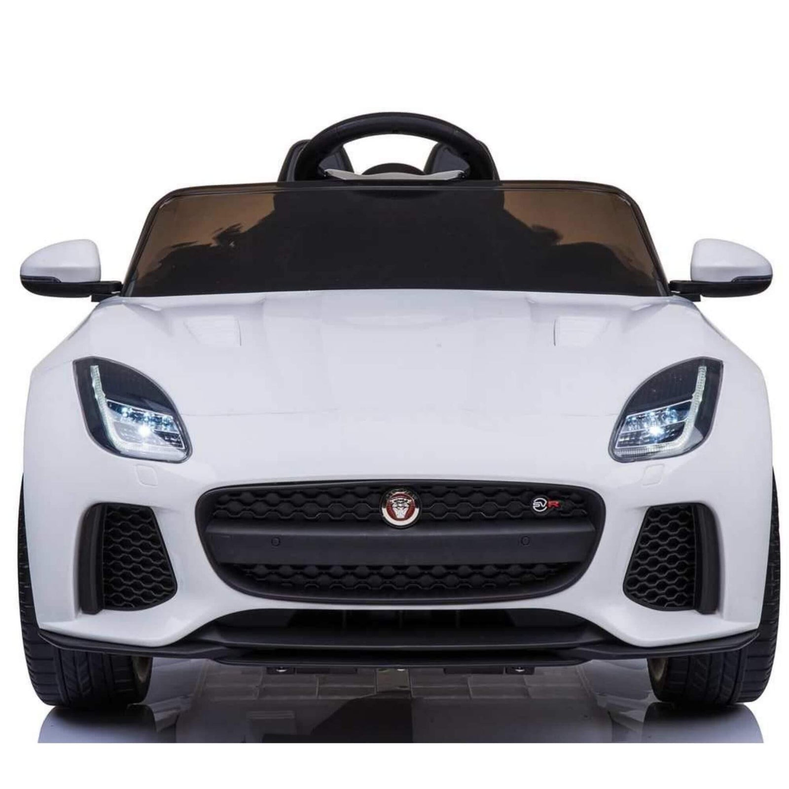 12V White Jaguar F Type Kids' Licensed Ride-On Car W/ Rubber Wheels, Bluetooth & RC.