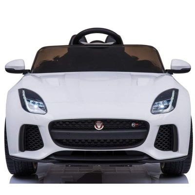 12V White Jaguar F Type Kids' Licensed Ride-On Car W/ Rubber Wheels, Bluetooth & RC.
