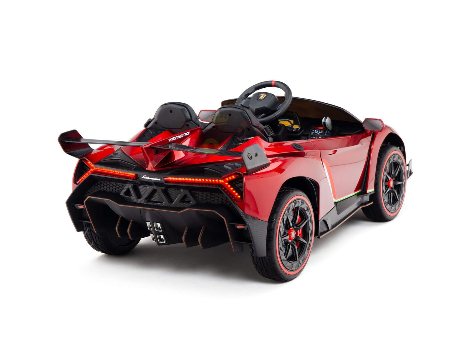 12V Red Lamborghini Veneno 4X4 Limited Edition Ride-on Car W/ EVA Rubber Wheels, Bluetooth & RC.