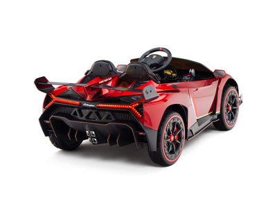 12V Red Lamborghini Veneno 4X4 Limited Edition Ride-on Car W/ EVA Rubber Wheels, Bluetooth & RC.