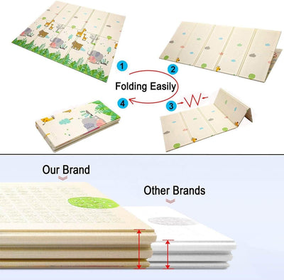 Luxury Indoor/ Outdoor Double Sided Foldable Waterproof Foam Play Mat -  Puzzles Edition - 200x180x1cm.