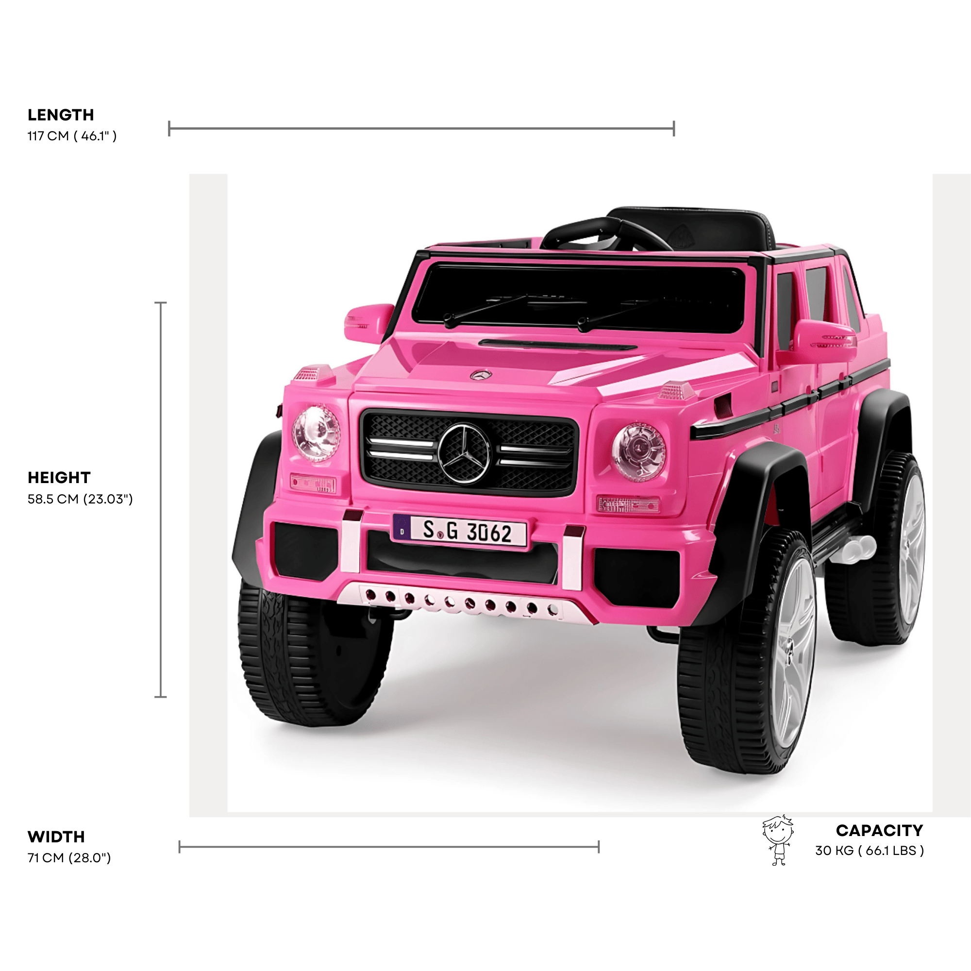12V Pink Luxury Mercedes Maybach G650s Kids' 4x4 Ride-on SUV W/ Rubber Wheels, Music & RC.