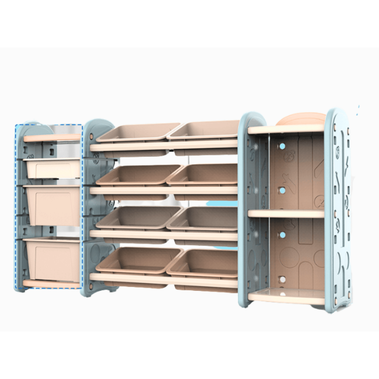Kids and Toddlers Toy Storage / Organizer with Bins and Bookshelves