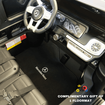 24V Exclusive White Mercedes Benz G63 2-Seater 4x4 Kids' Ride-on SUV W/ EVA Wheels, Leather Seats, Light-up Logo, BT & RC.