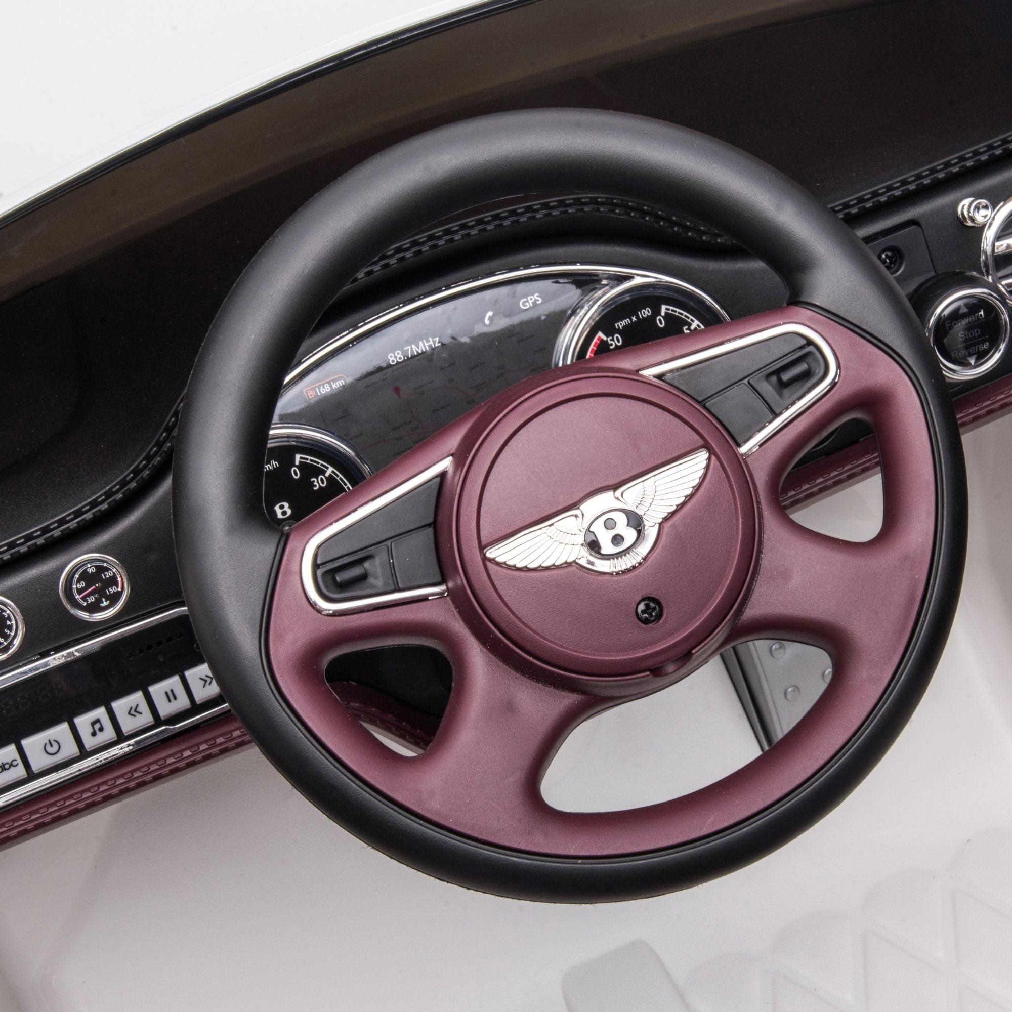 12V White Luxury Bentley Mulsanne Kids' Ride-on Car W/ EVA Rubber Wheels, Music & RC.