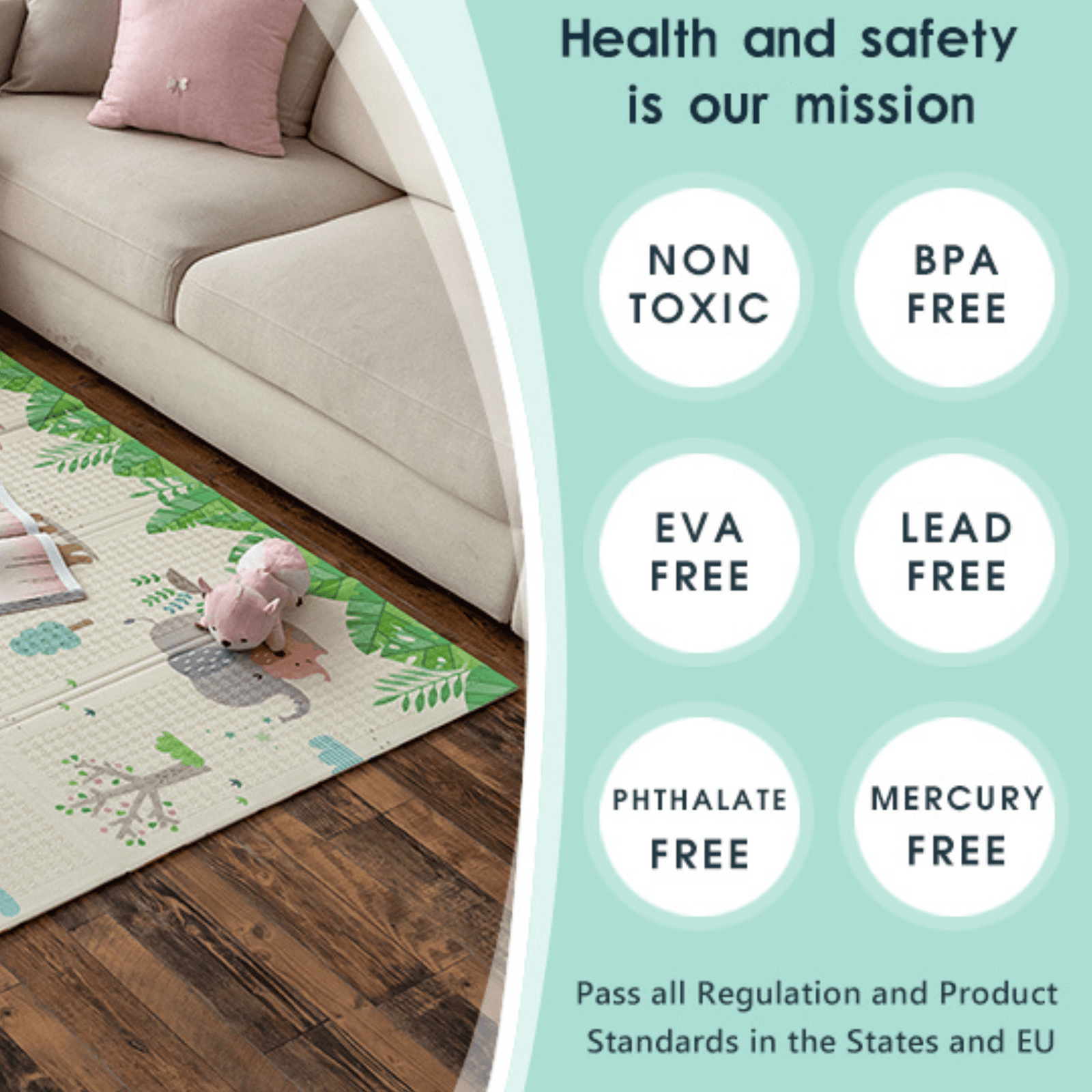 Luxury Indoor/ Outdoor Double Sided Foldable Waterproof Foam Play Mat - ABC Edition - 200x180x1cm