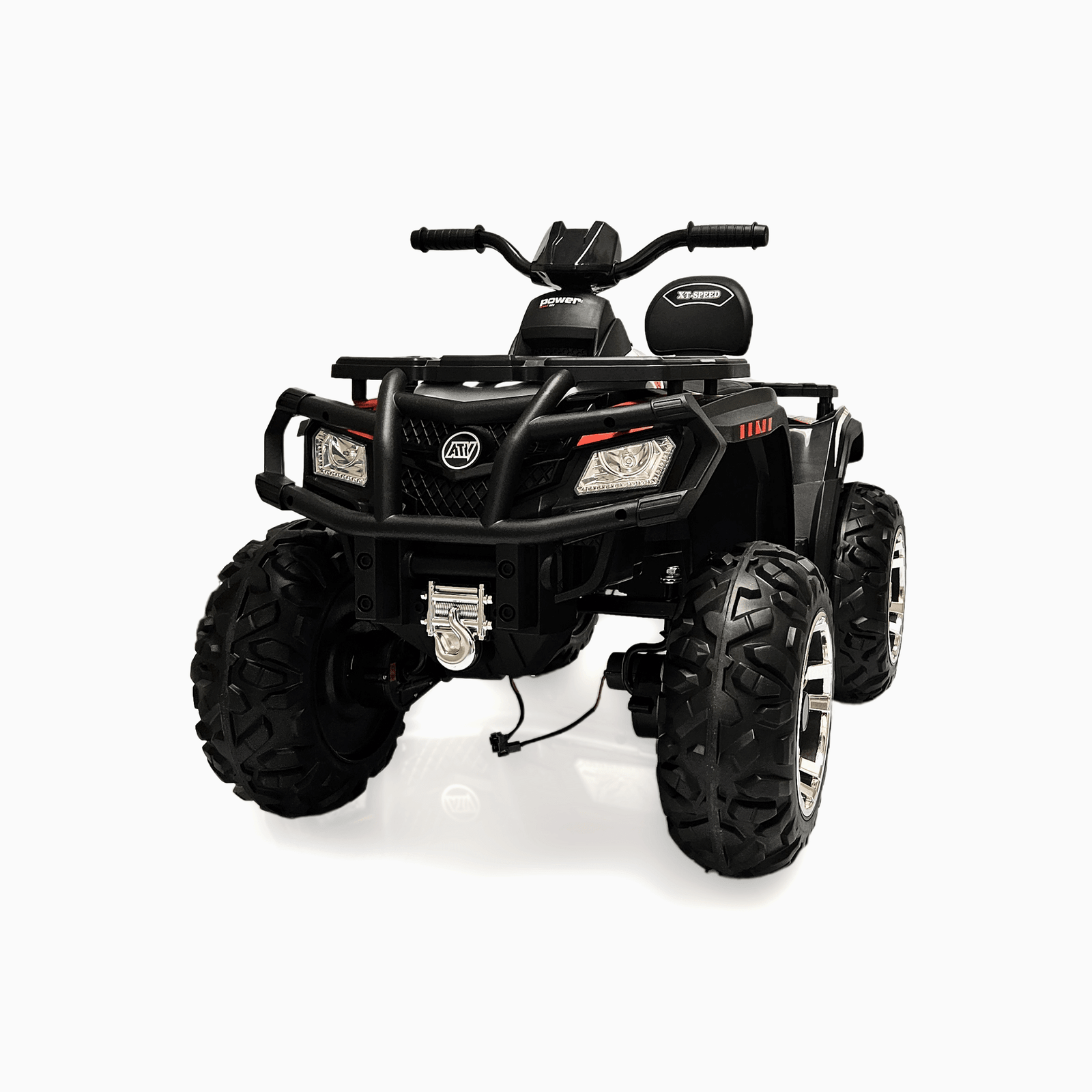 24V White Upgraded Titan Edition 4x4 Ride-On Quad ATV W/ EVA Rubber Wheels, Bluetooth Music & Lights.