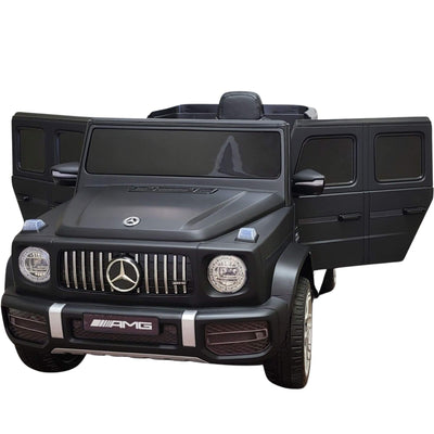 12V Luxury Matte Black Edition Mercedes Benz AMG G63 Ride-On SUV W/ Rubber Wheels, Leather Seat, Bluetooth & RC.