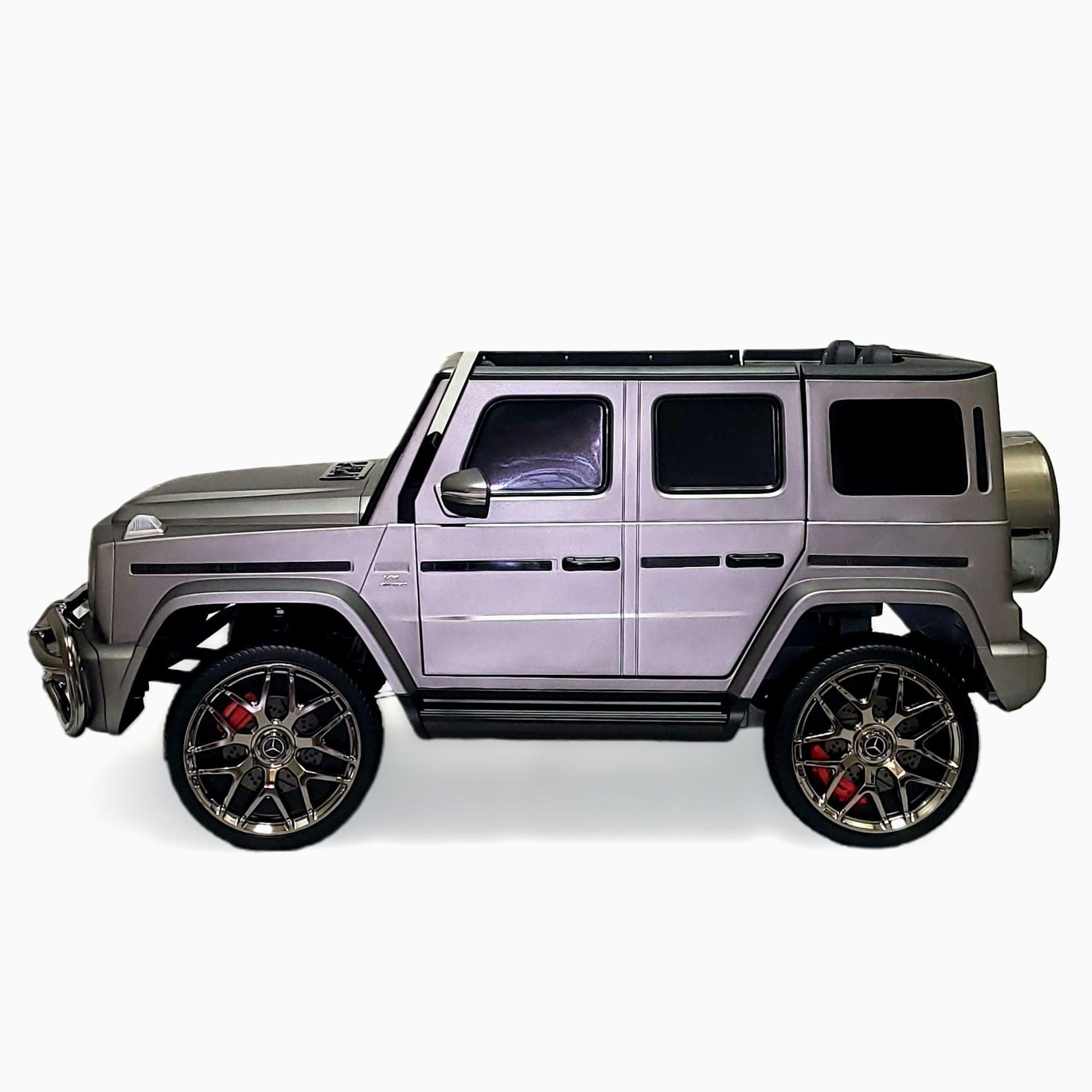 24V Exclusive Matte Grey Mercedes Benz G63 2-Seater 4x4 Kids' Ride-on SUV W/ EVA Wheels, Leather Seats, Light-up Logo, BT & RC.