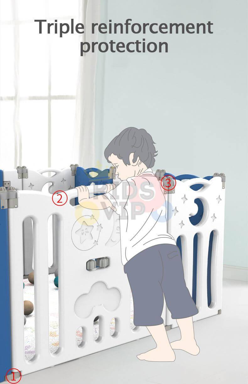 Grey 20 Panels Indoor/Outdoor Foldable Playpen, Fence, Interactive Safety Play Yard  for Toddlers and Infants.