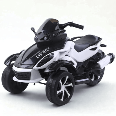 12V White Junior Sport Edition 3-Wheel Ride-on Trike Motorcycle W/ EVA Rubber Wheels, Music & Lights.
