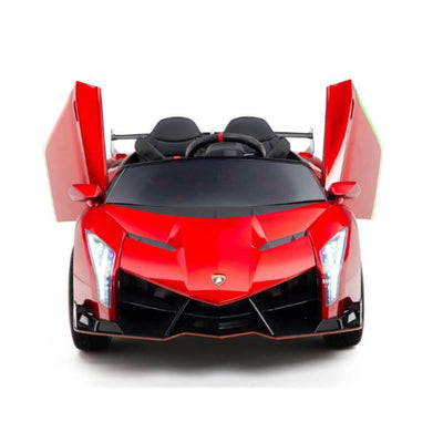 12V Red Lamborghini Veneno 4X4 Limited Edition Ride-on Car W/ EVA Rubber Wheels, Bluetooth & RC.