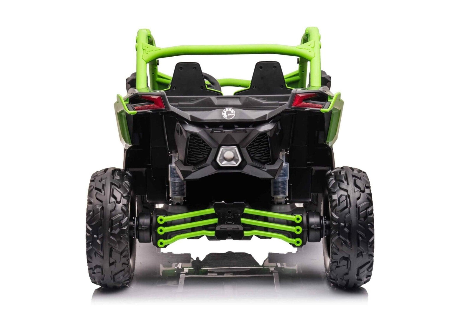 Green Licensed LX Performance Edition 2x24V Can-Am Maverick 4WD Double 24V Battery Pack, 2-Seater Kids' Buggy W/ Music, EVA Rubber Wheels, Leather Seats & RC.
