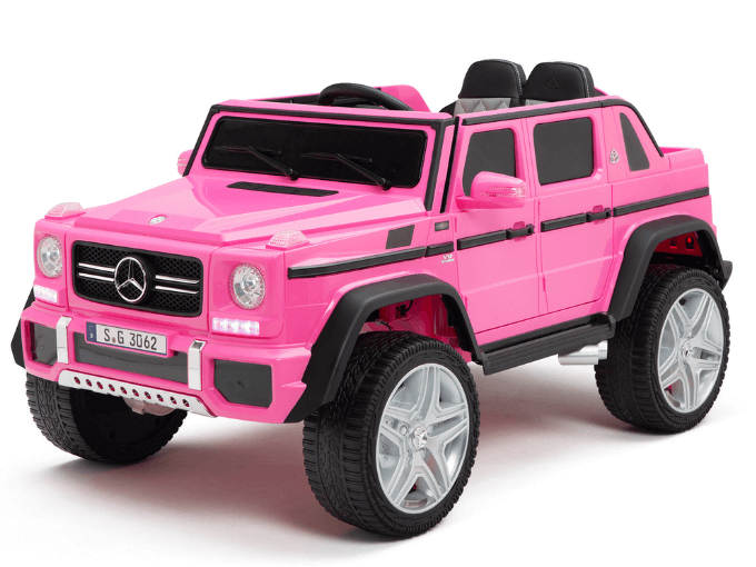 12V Pink Luxury Mercedes Maybach G650s Kids' 4x4 Ride-on SUV W/ Rubber Wheels, Music & RC.