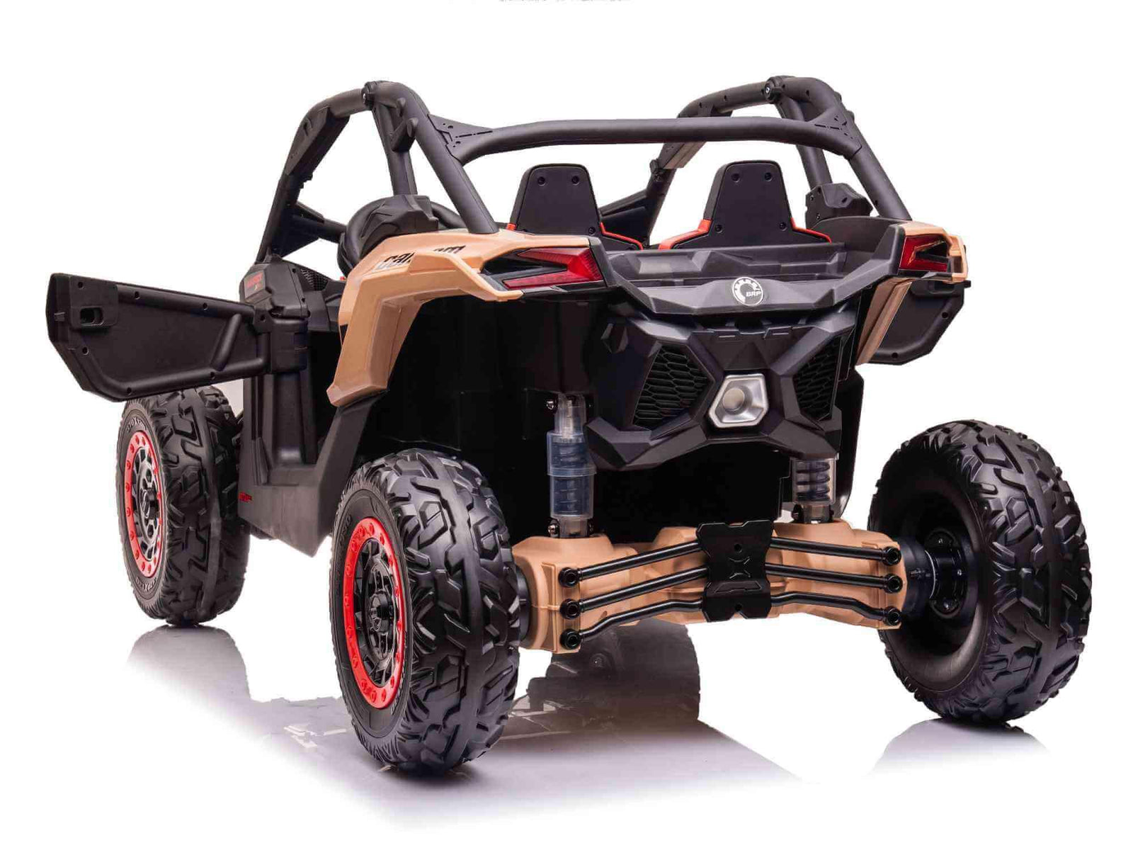 Black Licensed LX Performance Edition 2x24V Can-Am Maverick 4WD Double 24V Battery Pack, 2-Seater Kids' Buggy W/ Music, EVA Rubber Wheels, Leather Seats & RC.