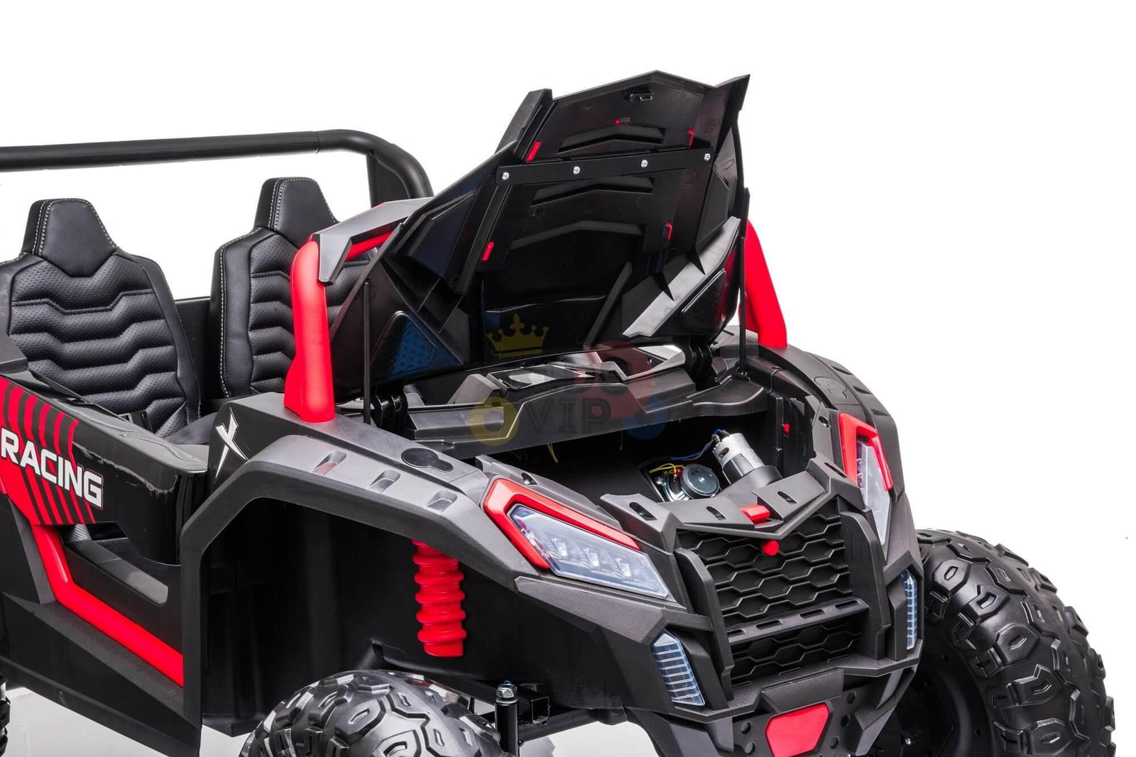 Red 2-Seater XXL Edition Blade BT 24V/4WD Kids' Exclusive Buggy/UTV With Rubber Wheels, Leather Seats, Music & RC