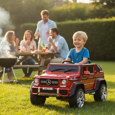 12V Red Luxury Mercedes Maybach G650s Kids' 4x4 Ride-on SUV W/ Rubber Wheels, Music & RC.