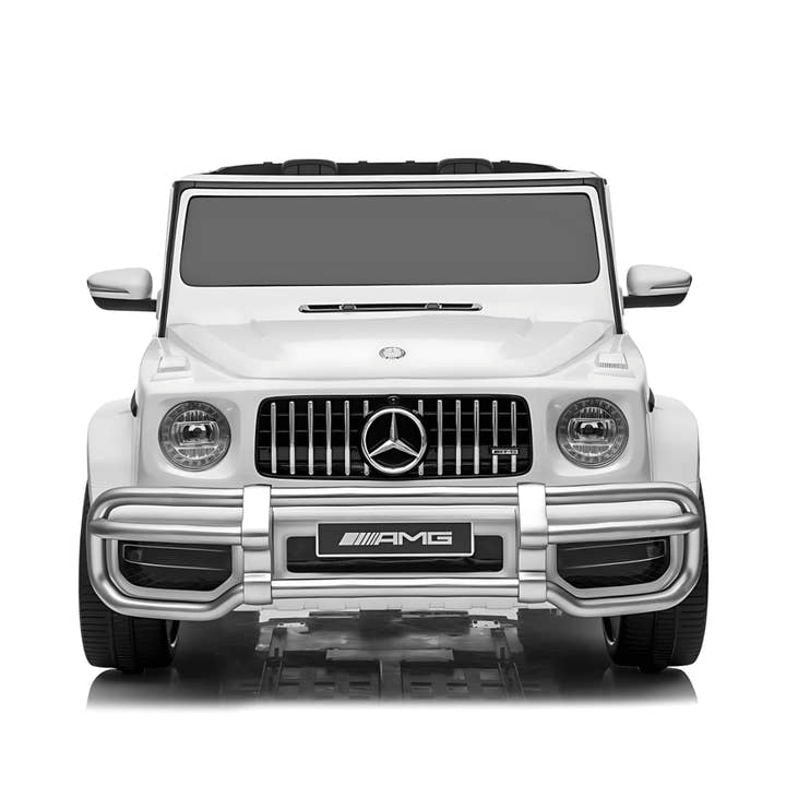 24V Exclusive White Mercedes Benz G63 2-Seater 4x4 Kids' Ride-on SUV W/ EVA Wheels, Leather Seats, Light-up Logo, BT & RC.