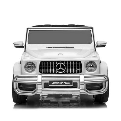 24V Exclusive White Mercedes Benz G63 2-Seater 4x4 Kids' Ride-on SUV W/ EVA Wheels, Leather Seats, Light-up Logo, BT & RC.