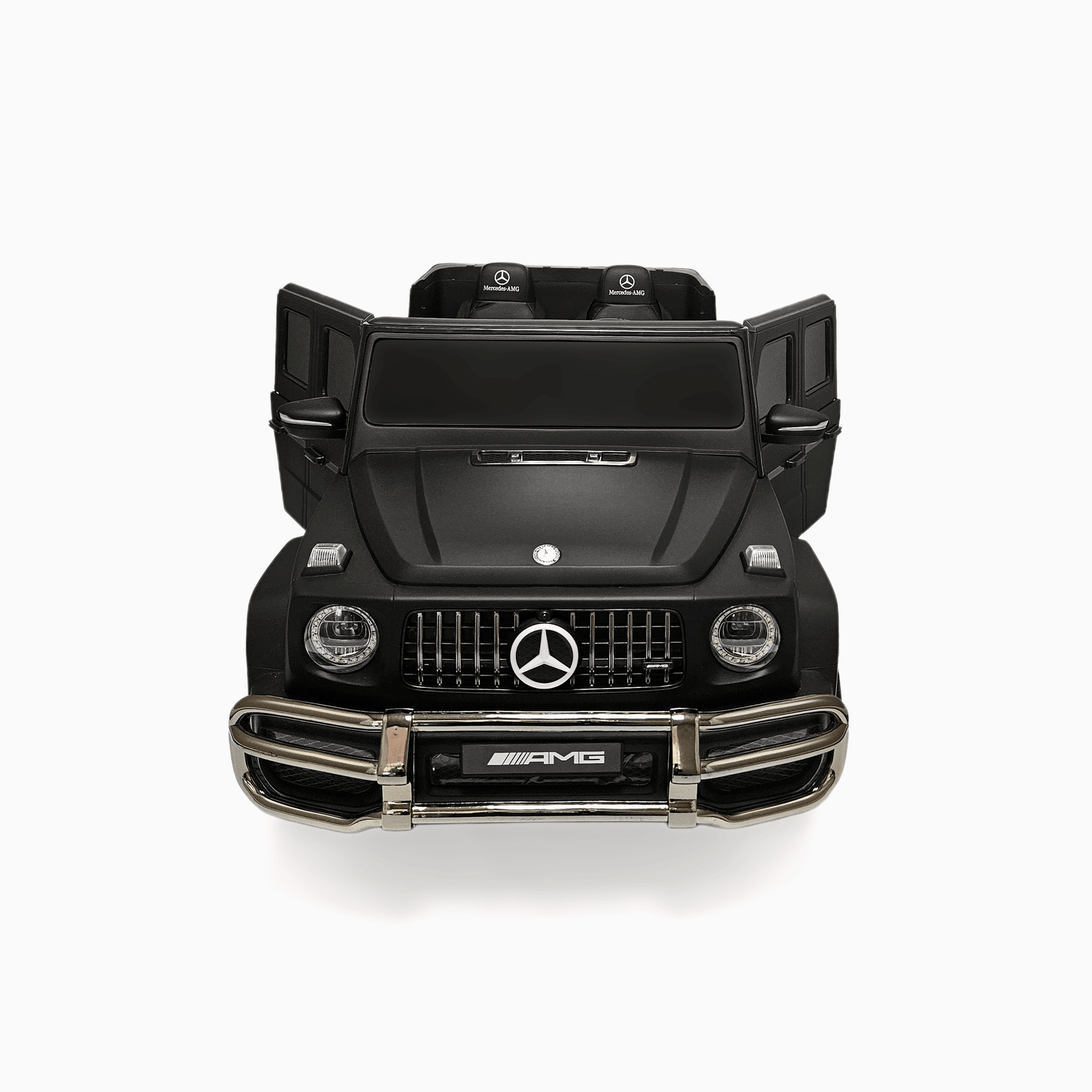 24V Exclusive Matte Black Mercedes Benz G63 2-Seater 4x4 Kids' Ride-on SUV W/ EVA Wheels, Leather Seats, Light-up Logo, BT & RC.