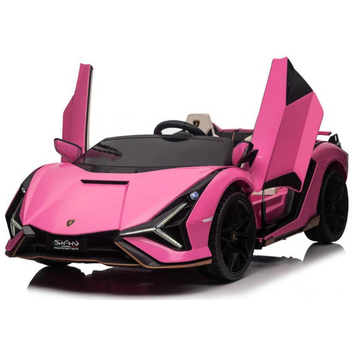 24V Luxurious Pink Lamborghini Sian 2-Seater 4x4 Ride-On Car W/ EVA Rubber Wheels, BT & RC.