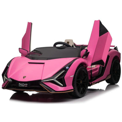 24V Luxurious Pink Lamborghini Sian 2-Seater 4x4 Ride-On Car W/ EVA Rubber Wheels, BT & RC.