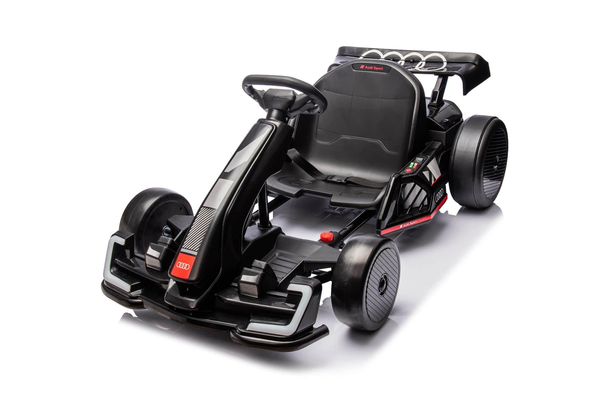 24V Black Newest Upgraded Audi Drifting Go Kart W/ 180° Drift, Bluetooth Music & Lights.
