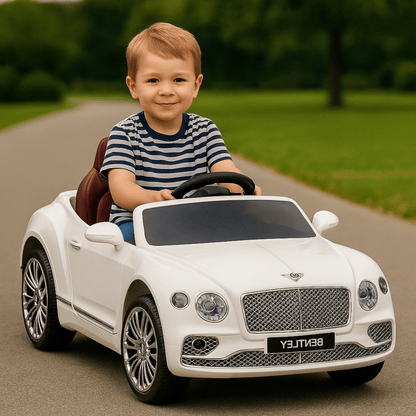 12V White Luxury Bentley Mulsanne Kids' Ride-on Car W/ EVA Rubber Wheels, Music & RC.