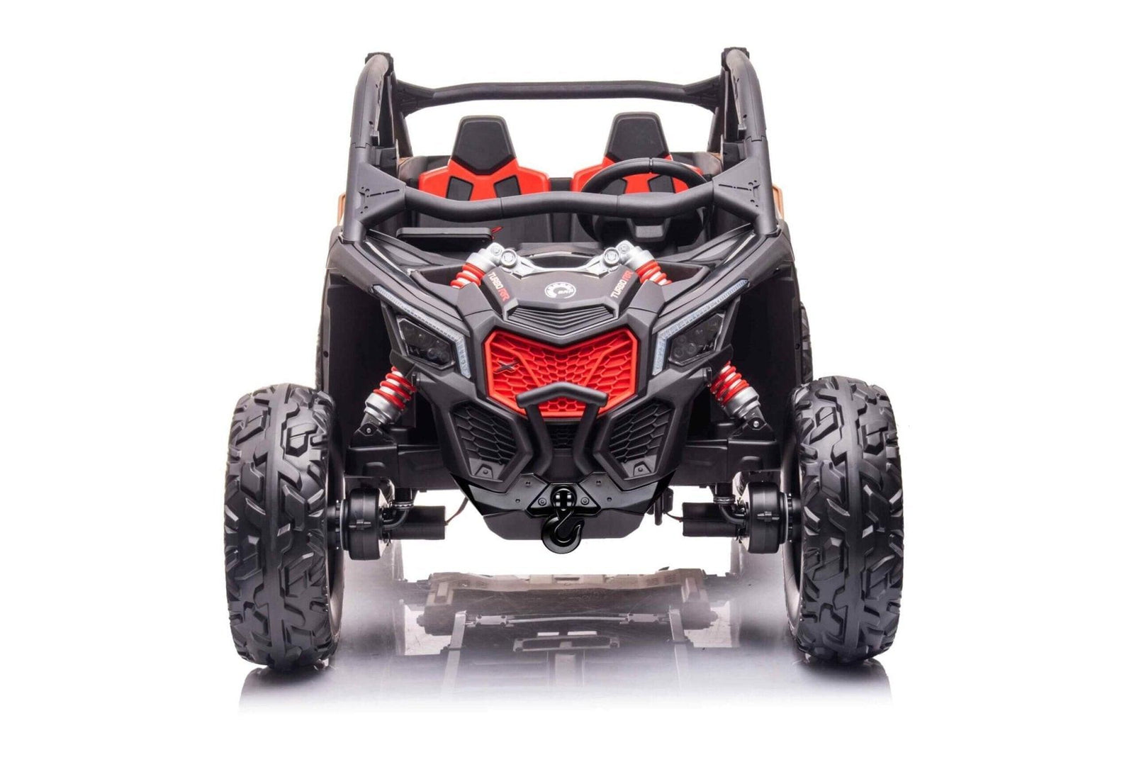 Black Licensed LX Performance Edition 2x24V Can-Am Maverick 4WD Double 24V Battery Pack, 2-Seater Kids' Buggy W/ Music, EVA Rubber Wheels, Leather Seats & RC.