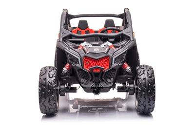 Black Licensed LX Performance Edition 2x24V Can-Am Maverick 4WD Double 24V Battery Pack, 2-Seater Kids' Buggy W/ Music, EVA Rubber Wheels, Leather Seats & RC.