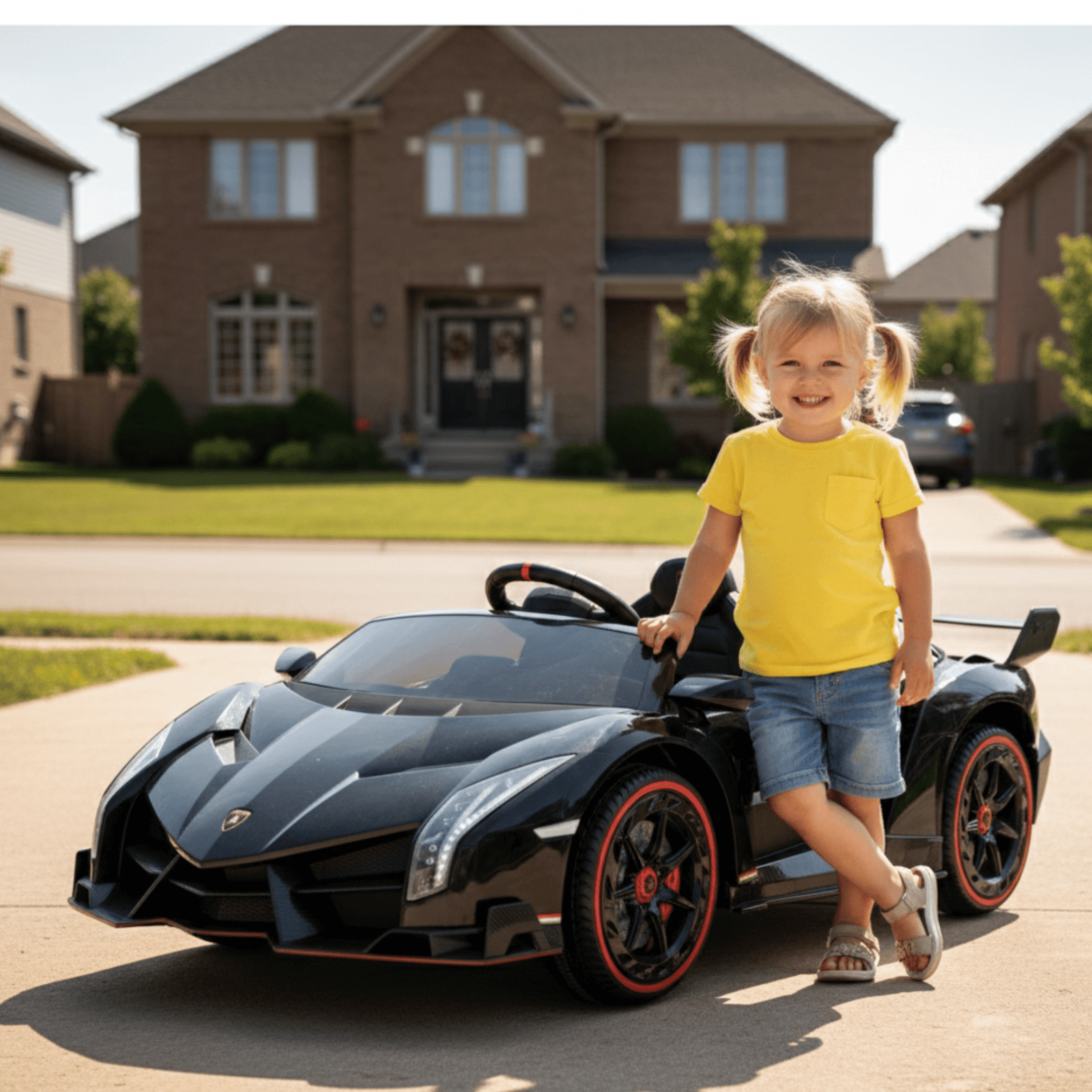 12V Black Lamborghini Veneno 4X4 Limited Edition Ride-on Car W/ EVA Rubber Wheels, Bluetooth & RC.