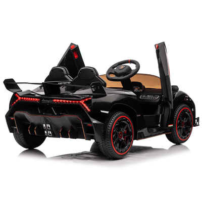 12V Black Lamborghini Veneno 4X4 Limited Edition Ride-on Car W/ EVA Rubber Wheels, Bluetooth & RC.