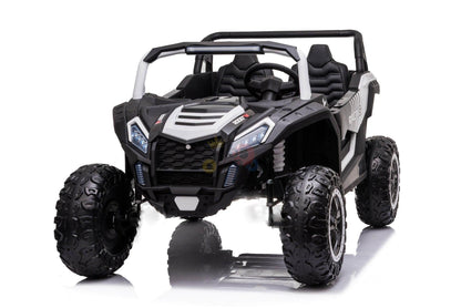 White 2-Seater XXL Edition Blade BT 24V/4WD Kids' Exclusive Buggy/UTV With Rubber Wheels, Leather Seats, Music & RC.
