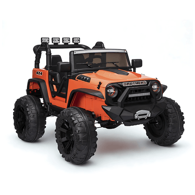 Orange 24V EVA Big Wheels Edition Kids’ Ride-On Truck W/ Rubber Wheels, Music & RC.